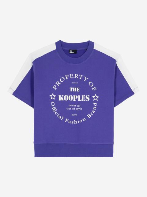 The Kooples SHORT-SLEEVED SWEATSHIRT WITH PURPLE SCREEN PRINT