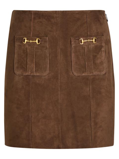 RIXO Rixo Wiley Horsebit-embellished Suede Mini Skirt