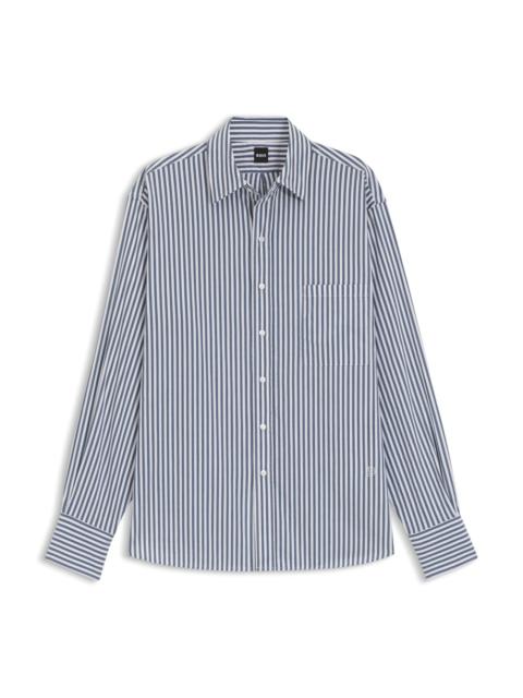 BOSS COTTON BLOUSE WITH VERTICAL STRIPES