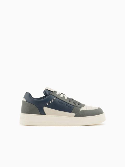 EMPORIO ARMANI ASV regenerated-leather sneakers with stitching details