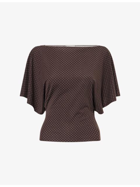 Reformation Avery Dotted Woven Knit Top