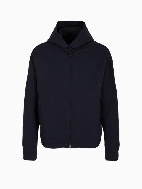 EMPORIO ARMANI Hooded blouson in linen-blend twill