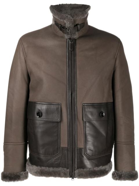 Brioni shearling  panelled lambskin jacket