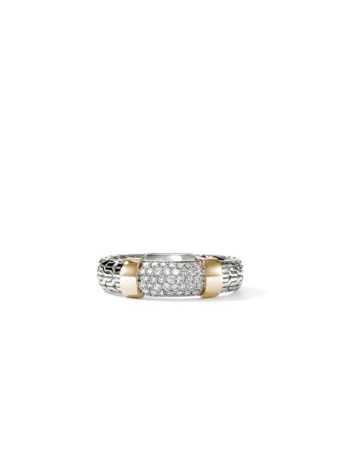 JOHN HARDY JH Essential Pave Ring, Gold, Sterling Silver, Diamonds, 5MM
