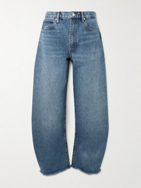 FRAME The Bubble Crop Frayed High-rise Barrel-leg Jeans