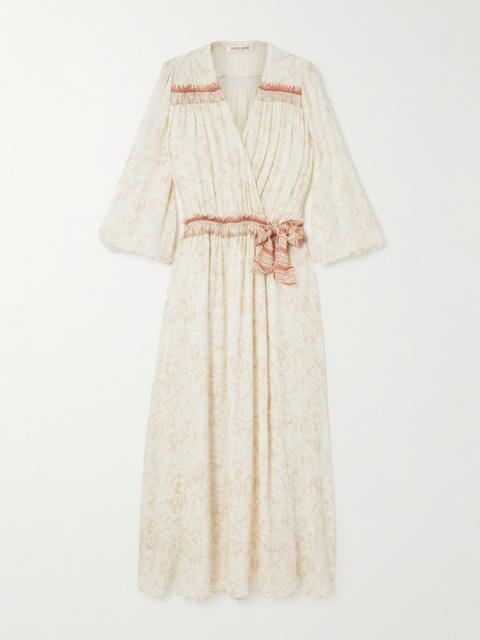 EMPORIO SIRENUSE Lavinia Printed Silk-chiffon Midi Wrap Dress