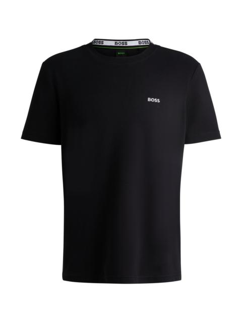 BOSS COTTON-PIQUÉ T-SHIRT WITH JACQUARD-WOVEN BACK COLLAR