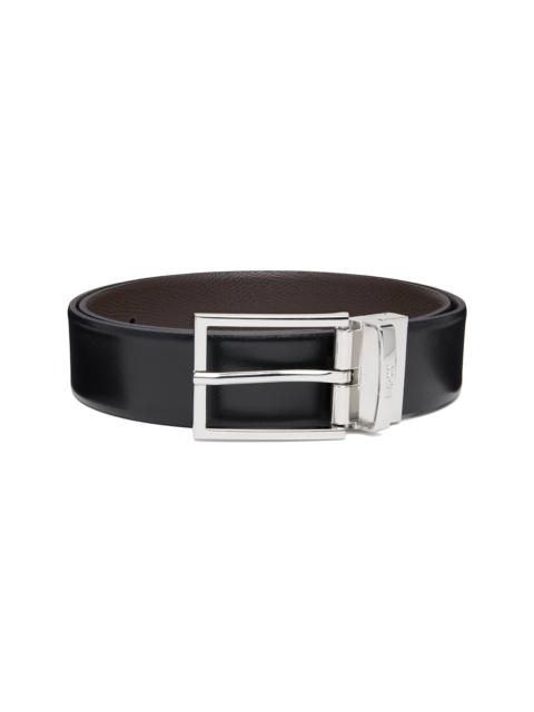 BOSS Black & Brown Two-Texture Leather Reversible Belt