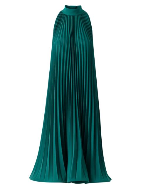 AKRIS Women's Plissé Crepe Halterneck Midi-Dress - Green