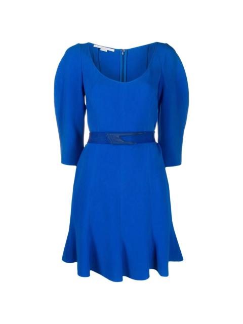 puff-sleeve belted dress