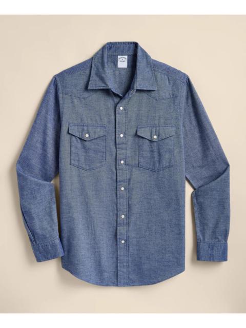 Brooks Brothers Brushed-Cotton Flannel Western Sport Shirt