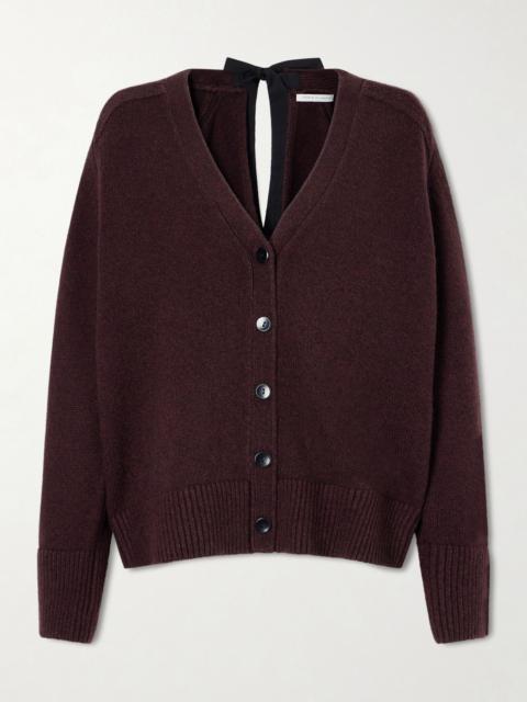 MARIA McMANUS Open-back bow-detailed cashmere and cotton-blend cardigan Plum