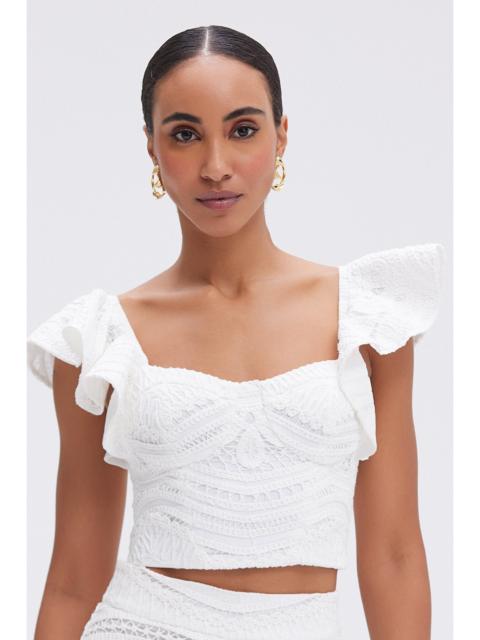 PatBO RHYTHMIC LACE FLUTTER TOP
