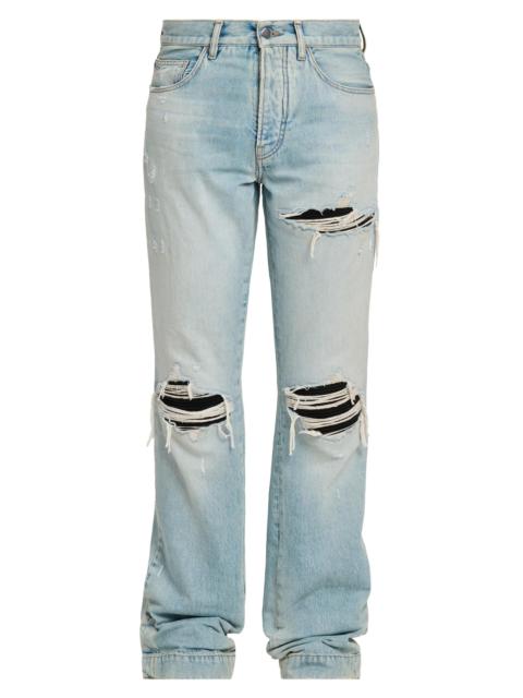 AMIRI Men's Mx1 Distressed Denim Mid-Rise Straight-Leg Jeans - Mist Indigo
