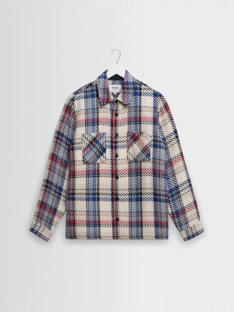 Wax London Whiting - Ecru And Red Jazz Weave Check Overshirt