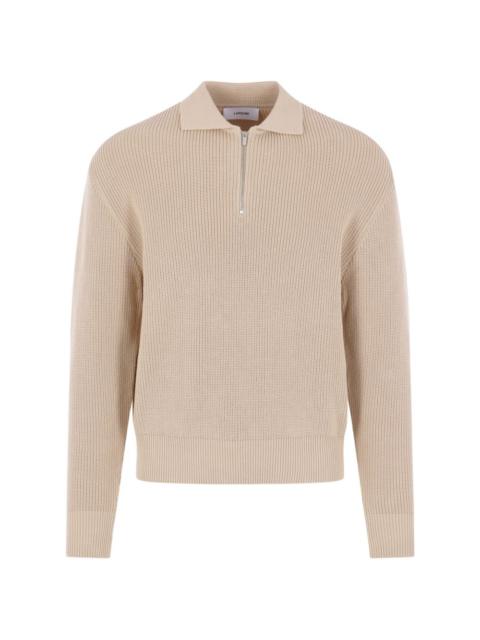 LARDINI ribbed half-zip sweater