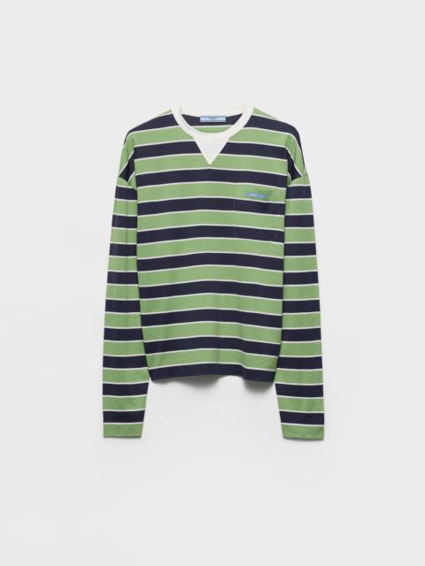 Prada Long-sleeved bayadere striped lisle cotton T-shirt