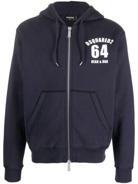 DSQUARED2 logo-print zip-fastening hoodie