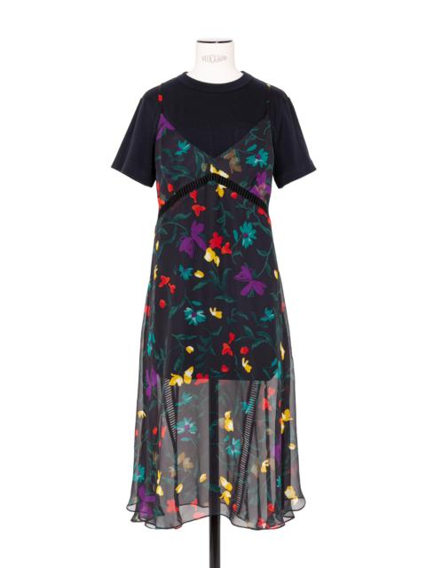 sacai Floral Print Cotton Jersey Dress