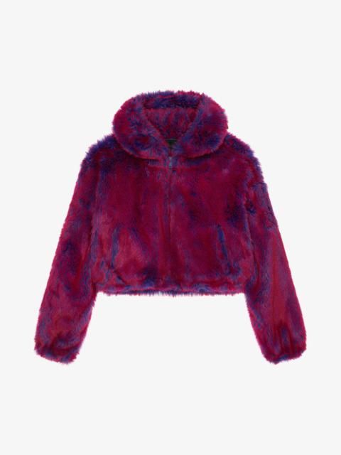 Givenchy CROPPED HOODED BOMBER JACKET IN FAUX FUR WITH POCKET