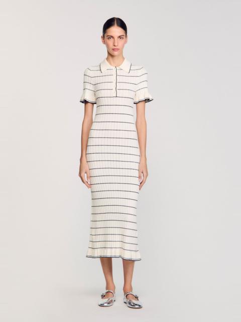 Sandro KNITTED MAXI DRESS WITH POLO NECK