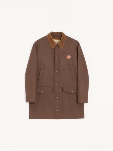 Valentino VALENTINO WAXED COTTON COAT WITH VLOGO PATCH