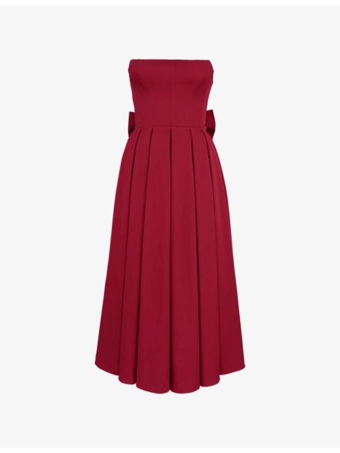 House of CB Pandora Bow-Back Strapless Woven Midi Dress
