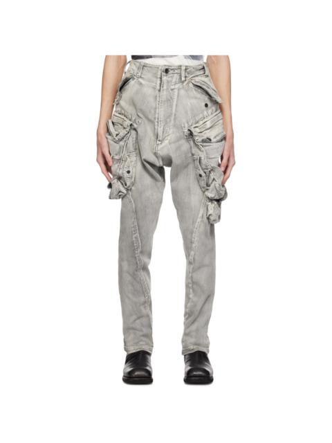 Julius Gray Gas Mask Denim Cargo Pants