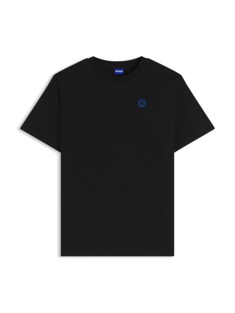 HUGO COTTON JERSEY T-SHIRT WITH CURVED LOGO
