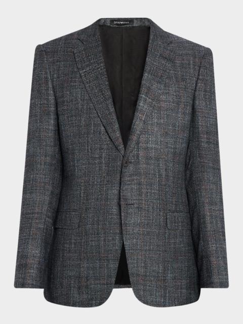 EMPORIO ARMANI Men's G Line Blurred Plaid Wool Sports Jacket