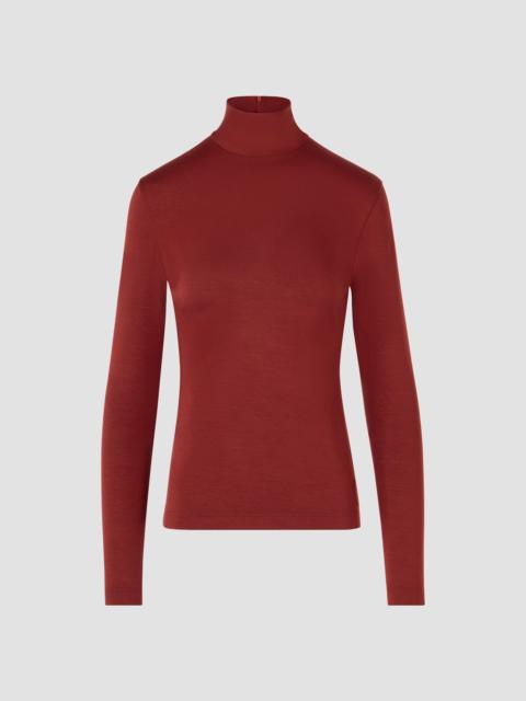 AKRIS Women's Mock Neck Turtleneck Jersey Top - Copper