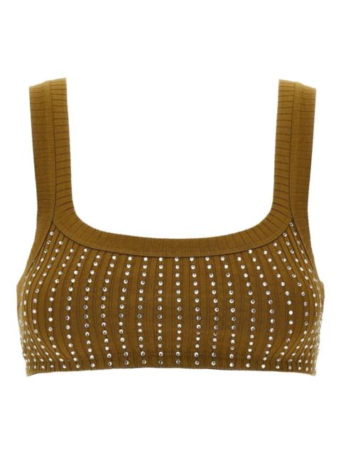 THE ATTICO rhinestone-embellished ribbed top