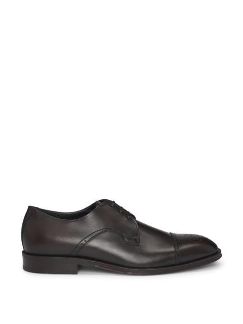 BOSS ITALIAN-LEATHER DERBY SHOES WITH CAP TOE