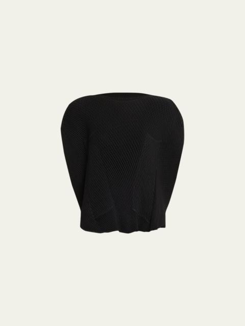ISSEY MIYAKE Orbicular Pleated Cap-Sleeve Top