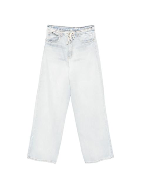 RRR123 bleached drawstring jeans