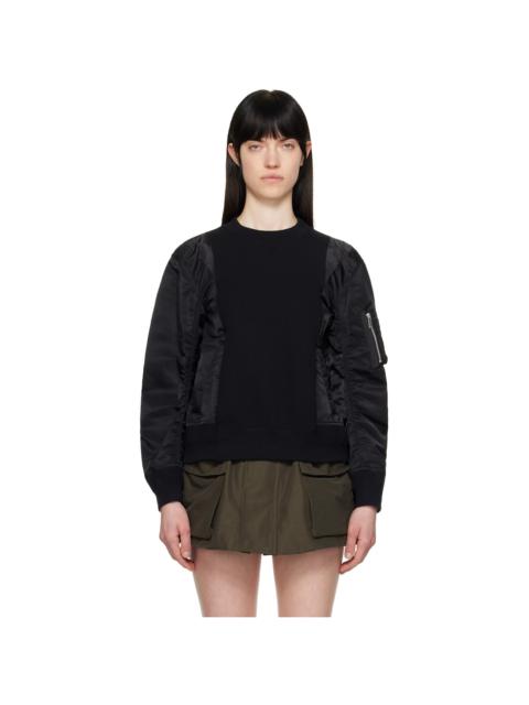 sacai Black Sponge Sweat & Nylon Twill Sweatshirt