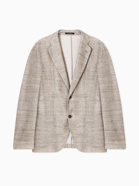 EMPORIO ARMANI ICON 3D-EFFECT KNIT SINGLE-BREASTED JACKET