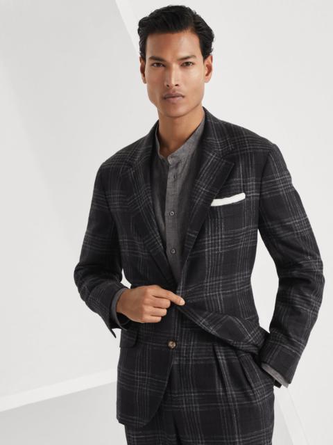 Brunello Cucinelli Wool, silk and linen tartan deconstructed Cavallo blazer
