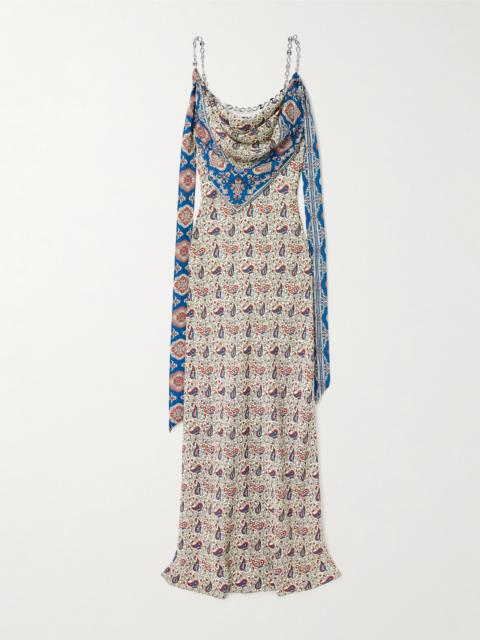 rabanne Chain-embellished Paisley-print Crepe Maxi Dress