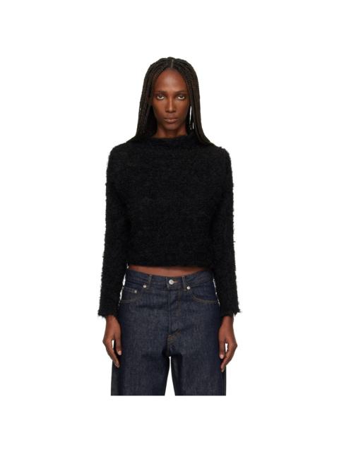 ISSEY MIYAKE Black Shifted Fuzzy Pleats Sweater