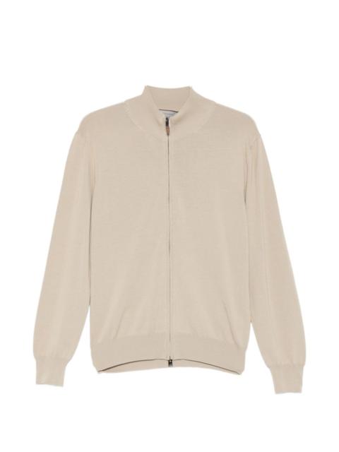 Canali zip-up knitted cardigan