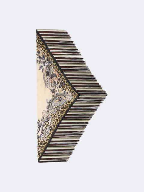 Etro Fringed printed silk twill scarf