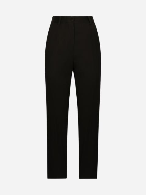 High-waisted wool gabardine cigarette pants