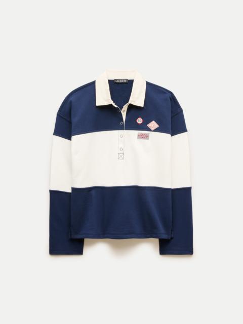 J.CREW Vintage fleece rugby sweatshirt with novelty patches
