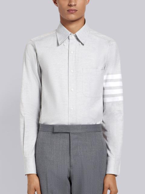 Thom Browne Light Grey Solid Flannel Shirting 4-bar Nametag Straight Fit Shirt