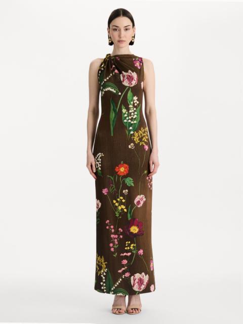 Oscar de la Renta MIXED BOTANICAL MILANO JERSEY DRESS