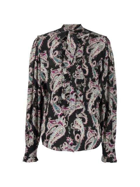 paisley-print silk blouse