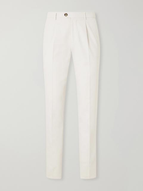 Brunello Cucinelli Straight-Leg Pleated Cotton-Twill Trousers