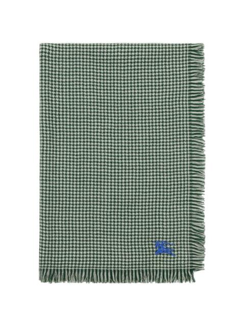 logo-embroidered houndstooth scarf