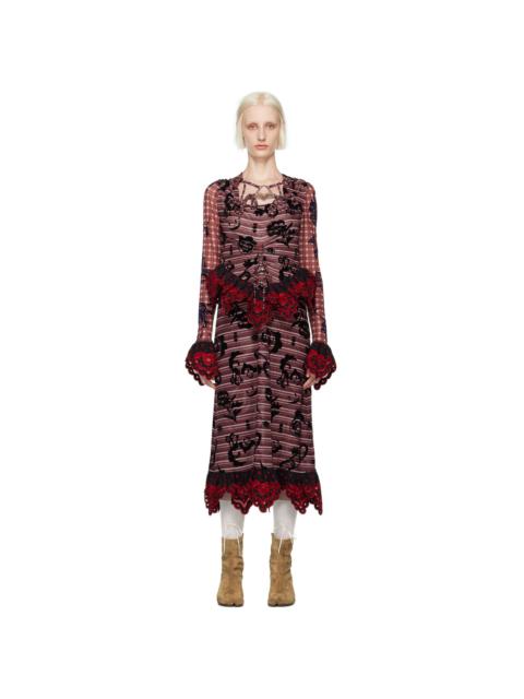 Chopova Lowena Red Sharon Hatch Midi Dress